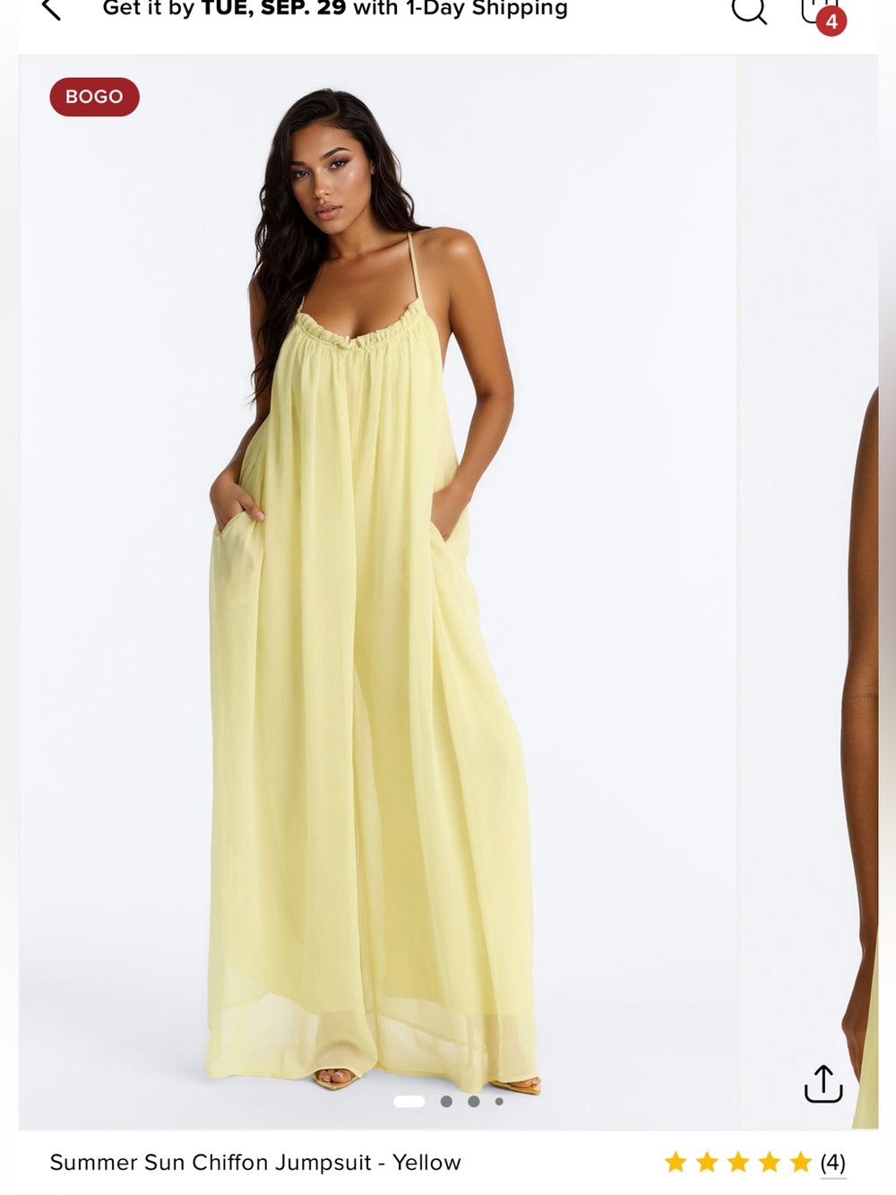 Fashion Nova Yellow Chiffon Jumpsuit Coverup
